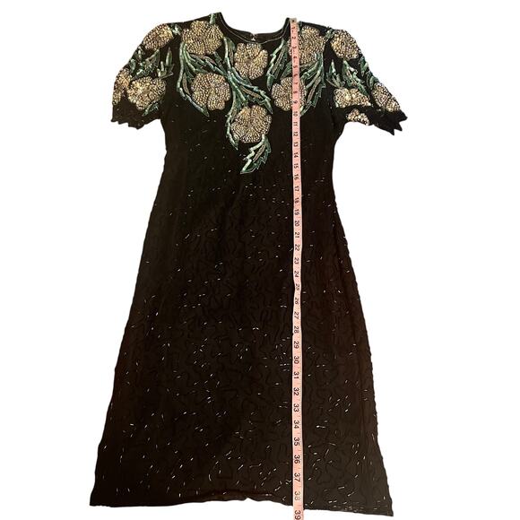 Vintage 80s Scala Silk Beaded Dress Size Small - Picture 6 of 8